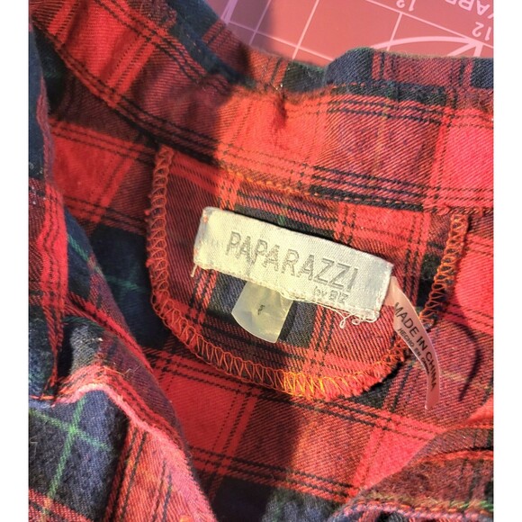 Women’s Red Plaid Button Down Embroidered Velvet Back Boho Western Shirt Sz M - Picture 6 of 9